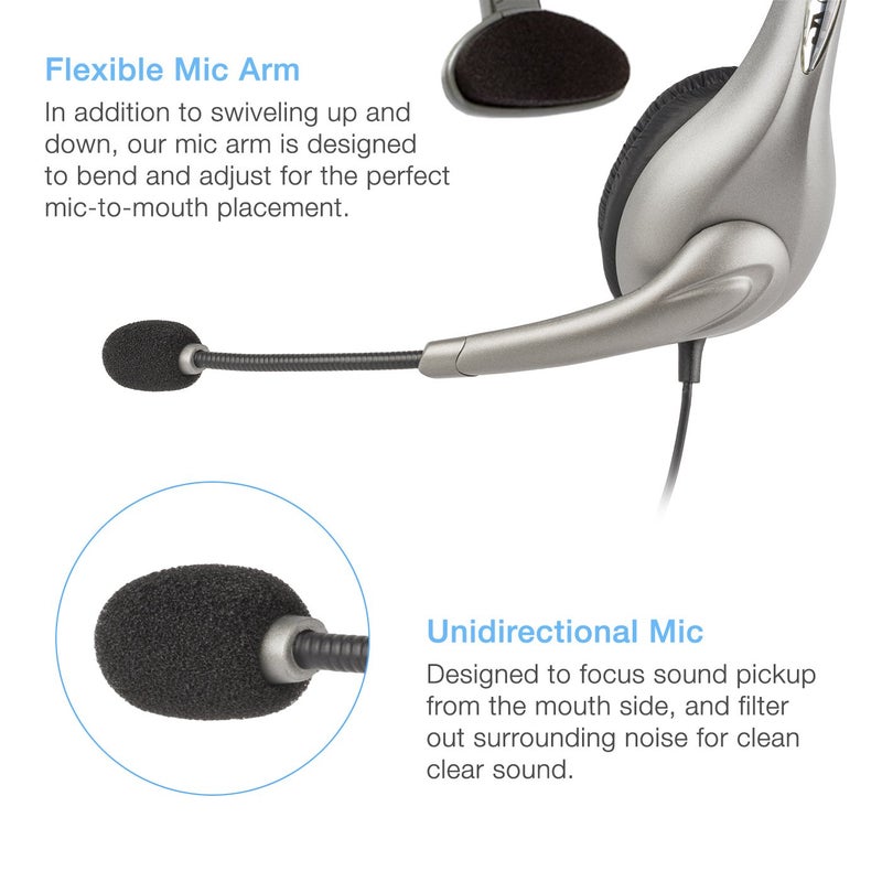 Cyber Acoustics سماعة رأس USB مونو AC-840 من سايبر أكوستيكس، سماعة مع ميكروفون، رائعة للتعليم والمكاتب ومراكز الاتصال (AC-840) - Image 3